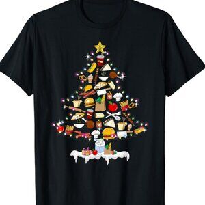 Lunch Lady Christmas Tree, Merry Christmas Cafeteria Crew T-Shirt